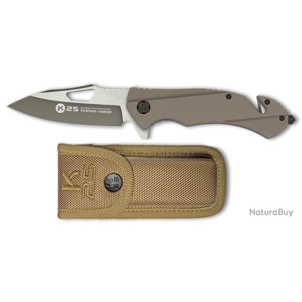 Couteau pliant tactique coyotte Titanium lame de 8.80