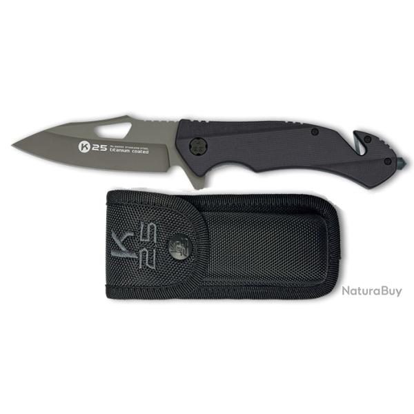 Couteau pliant tactique noir  Titanium lame de 8.80