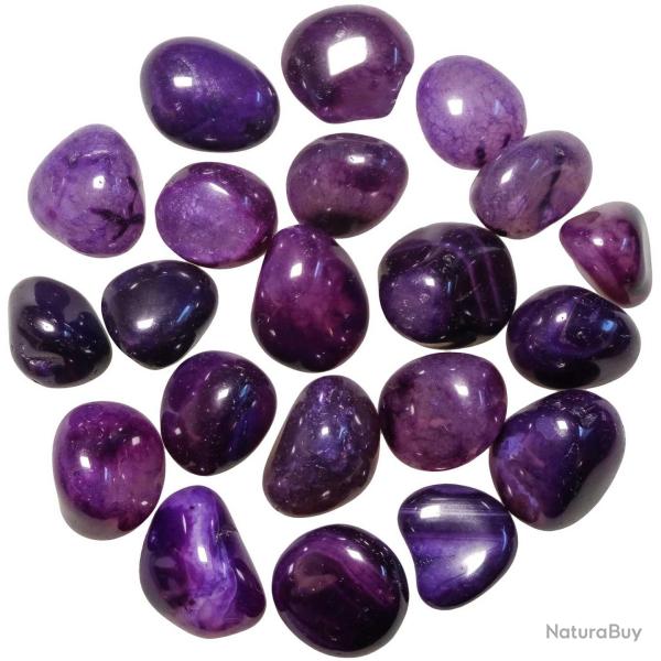 Pierres roul�es agate violette teint�e - 2 � 3 cm - Lot de 2