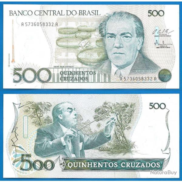 Bresil 500 Cruzados 1987 Neuf Villa Lobos Billet Cruzado