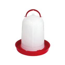 Abreuvoir sipho&iuml;de GAUN pour volailles - 1,5L rouge et blanc avec poign&eacute;e