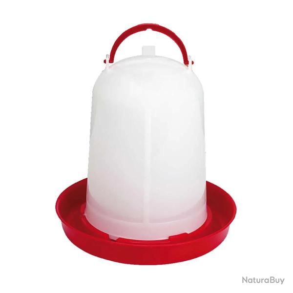 Abreuvoir sipho�de avec poign�e 5L pour volailles - Rouge et blanc