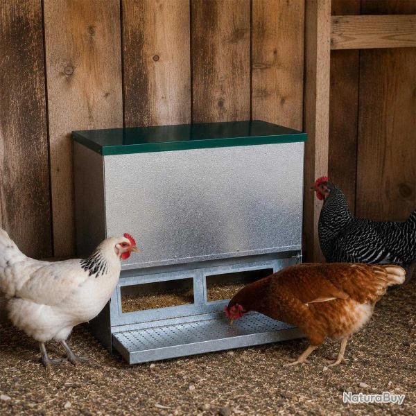 Mangeoire Tr�mie Anti-Nuisible Rooster 20kg - Acier Galvanis� pour Volailles