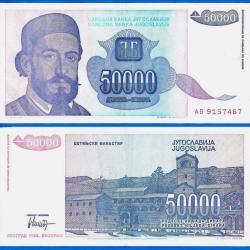 Yougoslavie 50000 Dinars 1993 Billet Dinara Monastere
