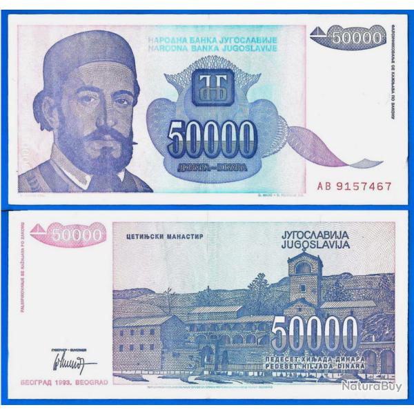 Yougoslavie 50000 Dinars 1993 Billet Dinara Monastere