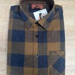 Magnfique chemise SOMLYS a carreaux marron taille M a vendre aux ench&egrave;res neuve destockage chasse