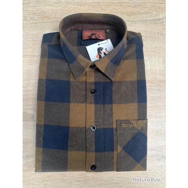 Magnfique chemise SOMLYS a carreaux marron taille M a vendre aux ench�res neuve destockage chasse