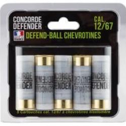 Cartouches CONCORDE DEFENDER defend-ball cal.12/67 chevrotines &eacute;lastom&egrave;re par 5