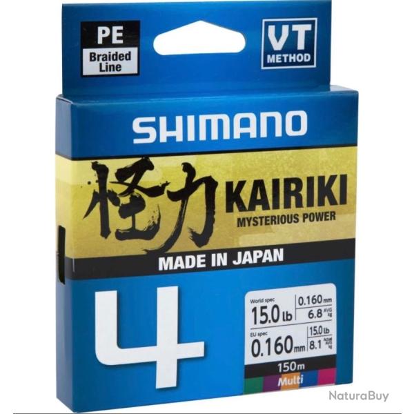 Tresse Shimano kairiki  4X 0,315mm/150m multicolore