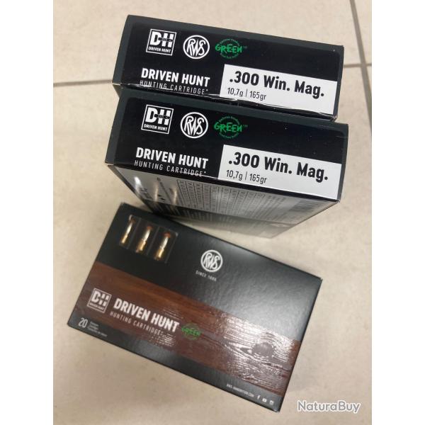 Vends 1 LOT de 4 boites RWS cal.300wmag DRIVEN HUNT 165gr