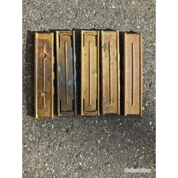 Lot de 5 clips Mauser G98 Gewehr 98 ww1 en laiton , variantes