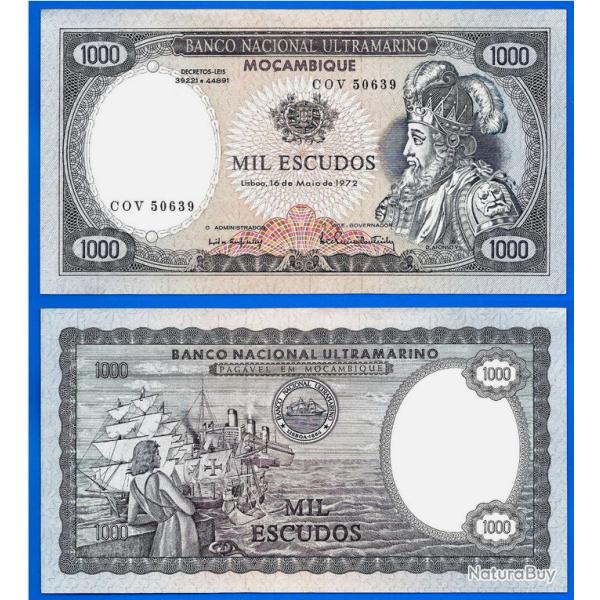 Mozambique 1000 Escudos 1972 NEUF Escudos Colonie Ultramarine Portugal  Billet Afonso