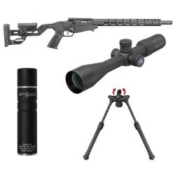 PACK CARABINE RUGER PRECISION RIMFIRE .22LR NOIR + LUNETTE - BIPIED - SILENCIEUX