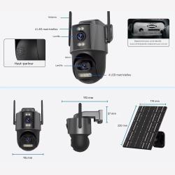 Cam&eacute;ra Ext&eacute;rieure 4G Solaire 4MP Rotation 355 Suivi Auto *Ench&egrave;re* Vision Couleur Nuit