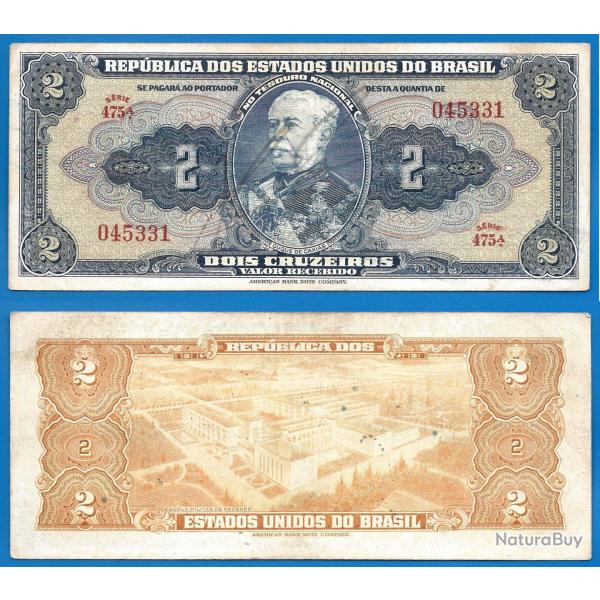 Bresil 2 Cruzeiros 1944 Signe Main Billet Brasil