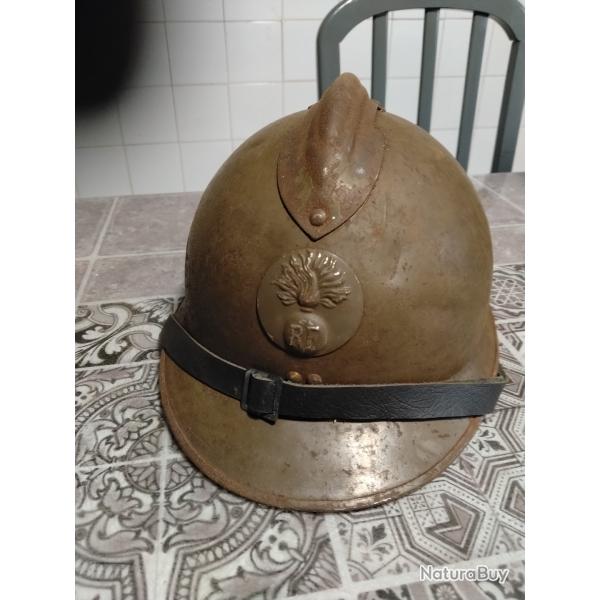Casque Fran�ais Adrian WW2 infanterie be et complet