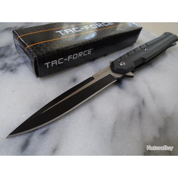 Couteau Stiletto Semi-Automatique Lame Spear Point Acier 3Cr13 Manche Fibre de Nylon Liner Lock Clip