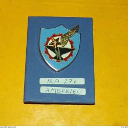 Base A&eacute;rienne 278, AMBERIEUX &eacute;cu bleu roue dent&eacute;e rouge fond blanc enclume noire aile &eacute;clair &eacute;toile,