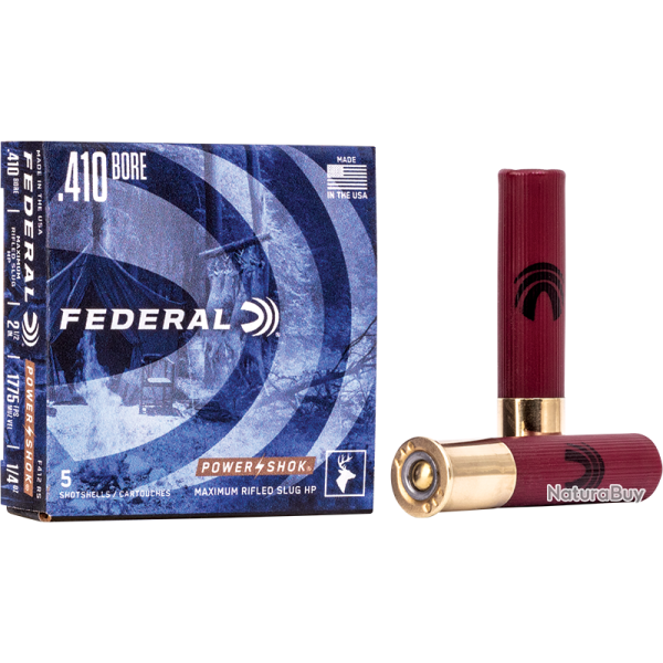 Balles Federal Power-Shok Rifled Slug Calibre 410 7G Pointe Creuse
