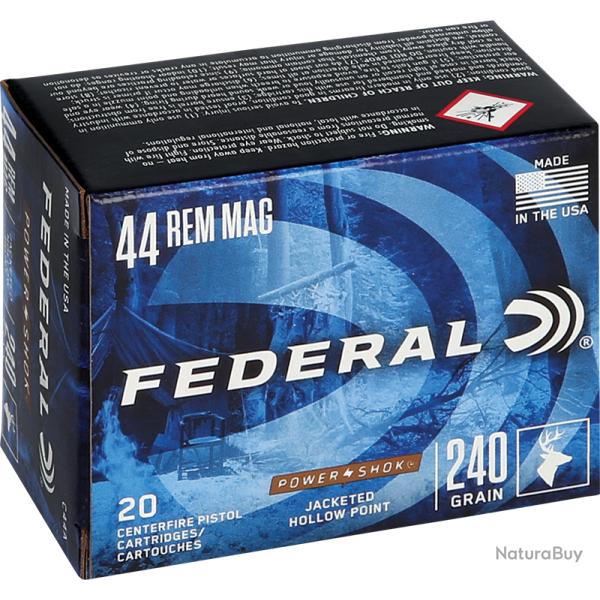 Cartouches Federal Power Shok Calibre 44 Mag 240 Grains