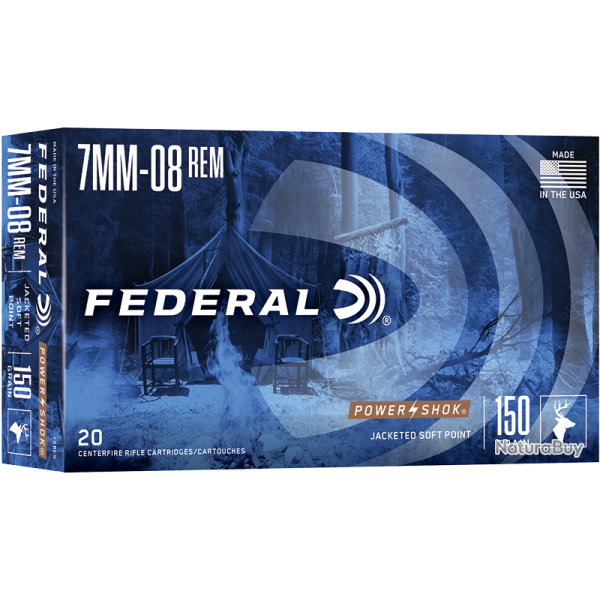 Cartouches Federal Power Shok Calibre 7-08 150 Grains