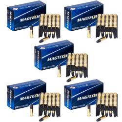 Lot 5 bo&icirc;tes de 50 balles cal.22 long rifle 40 grains &agrave; t&ecirc;te ronde - Magtech