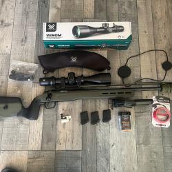Tikka T1X 17 HMR MDT D&eacute;tente timney Vortex Venom lot complet