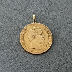 Pi&egrave;ce 10 francs or Napol&eacute;on III mont&eacute;e en pendentif
