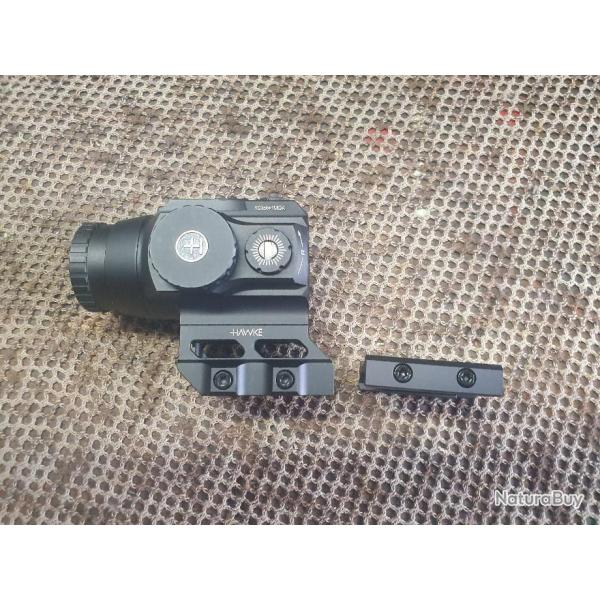 point rouge HAWKE s�rie PRISM SIGHT mod�le 1x15 SPEED DOT avec montage haut & bas pour rail