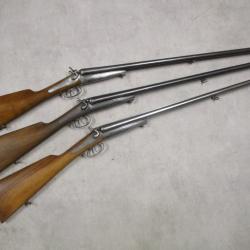 Lot de 3 Fusils HUSQVARNA mod&egrave;le 1877, Cal 16 &agrave; chiens, &agrave; 1 euro sans prix de r&eacute;serve!!!