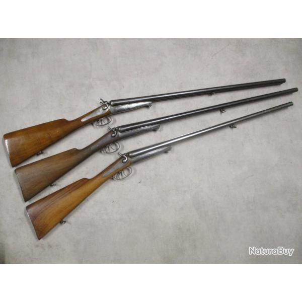 Lot de 3 Fusils HUSQVARNA mod�le 1877, Cal 16 � chiens, � 1 euro sans prix de r�serve!!!