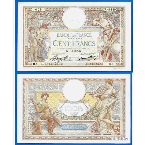 France 100 Francs 1935 Merson Grand Billet Franc Frs Frc Frcs