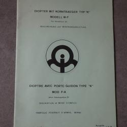 Livret / notice d'instruction du dioptre suisse pour K31