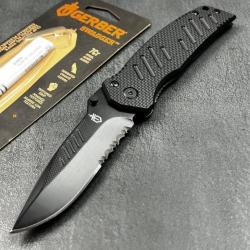 Couteau Tactical Gerber Swagger Lame Acier 7Cr17MoV Serrat Manche G-10 Framelock Clip 01