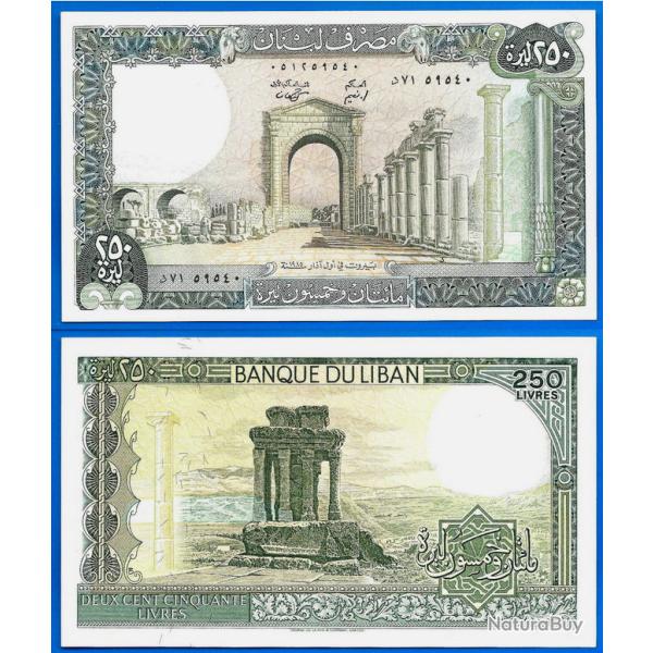 Liban 250 Livres 1988 Neuf Grand Billet