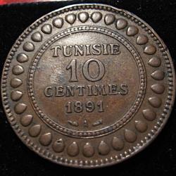 Tunisie piece de 10 centimes 1891 ttb diametre 30 mm