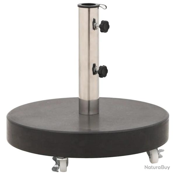 Socle de parasol rond 45 x 30 cm avec roulettes pour installation facile en granit noir 02_0045949