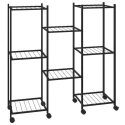 Jardini&egrave;re &agrave; roulettes design fonctionnelle pour int&eacute;rieur ext&eacute;rieur 83 x 25 x 83 cm en fer noir 02