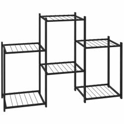 Jardini&egrave;re support &agrave; fleurs pratique 83 x 25 x 60 cm en fer noir 02_0047091