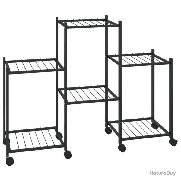 Jardini�re sur roues pour plantes � d�placer 83 x 25 x 63,5 cm en fer noir 02_0047092