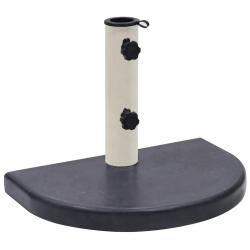 Socle de parasol demi-rond robuste 40 x 28 x 4 cm pour ext&eacute;rieur &eacute;l&eacute;gant en granite noir 02_0046508