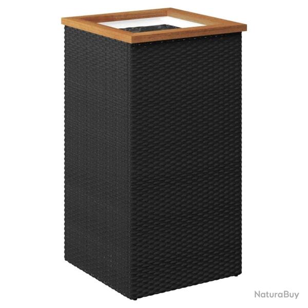 Jardini�re design rustique grand espace 40 x 40 x 80 cm en r�sine tress�e noir 02_0046630