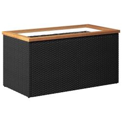 Jardini&egrave;re noire design moderne pour balcon jardin 80 x 40 x 40 cm en r&eacute;sine tress&eacute;e noire 02_00466