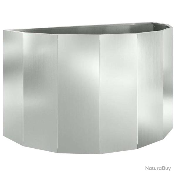 Jardini�re demi-ronde moderne ext�rieur 90 x 45 x 50 cm design chic en acier galvanis� argent 02_00