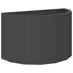 Jardini&egrave;re demi-ronde moderne design ext&eacute;rieur 60 x 30 x 35 cm en acier noir 02_0052936