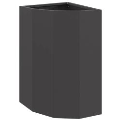 Jardini&egrave;re d'angle moderne ext&eacute;rieur 30 x 30 x 50 cm optimis&eacute;e pour terrasses en acier noir 02_0052