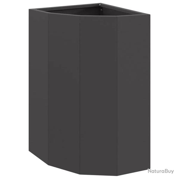 Jardini�re d'angle moderne ext�rieur 30 x 30 x 50 cm optimis�e pour terrasses en acier noir 02_0052