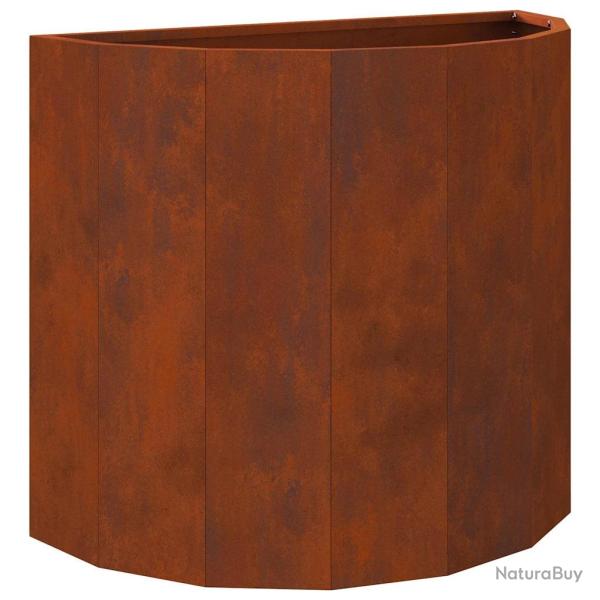 Jardini�re demi-ronde design moderne terrasse jardin 60 x 30 x 50 cm en acier rouill� 02_0052963
