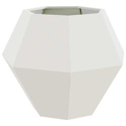 Jardini&egrave;re rectangulaire ext&eacute;rieure 75 x 75 x 60 cm design moderne esth&eacute;tique en acier blanc 02_005