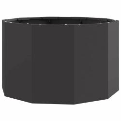 Jardini&egrave;re ronde ext&eacute;rieure moderne facile &agrave; assembler 60 x 60 x 35 cm en acier noir 02_0052978